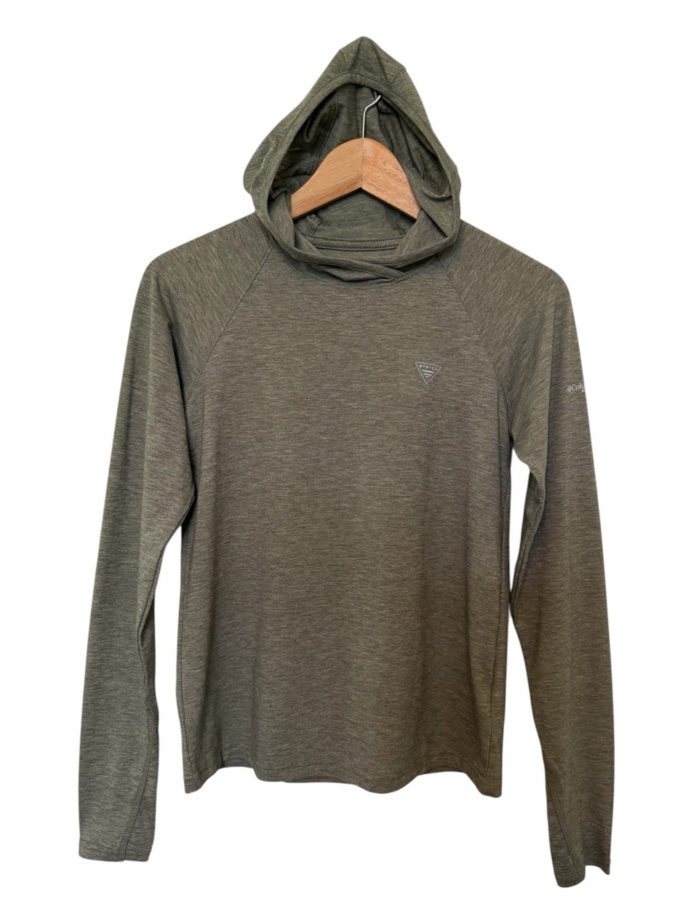 Columbia PFG Unchartered Hoodie Women Sz XS Gray Active Fit Fishing Omni Shade